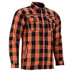 Daniel Smart Men Motorcycle Flannel Shirt Sporty