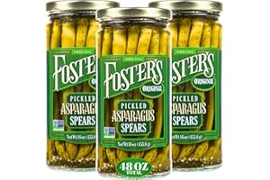 FOSTER'S SINCE 1984 Foster's Pickled Asparagus Spears in a Jar, Original, 16oz, 3 Pack, Traditional Pickled Vegetables Recipe for over 40 years, Low Calorie Snack, Gluten Free, Fat and Preservative Free Pickles