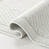 Arkwright 100% Cotton Bathroom Rug - High Absorbent Stylish Textured Woven Design Bath Mat, Slip Resistant Backing for Shower and Bathtub Floor, 24x36 in - Grey