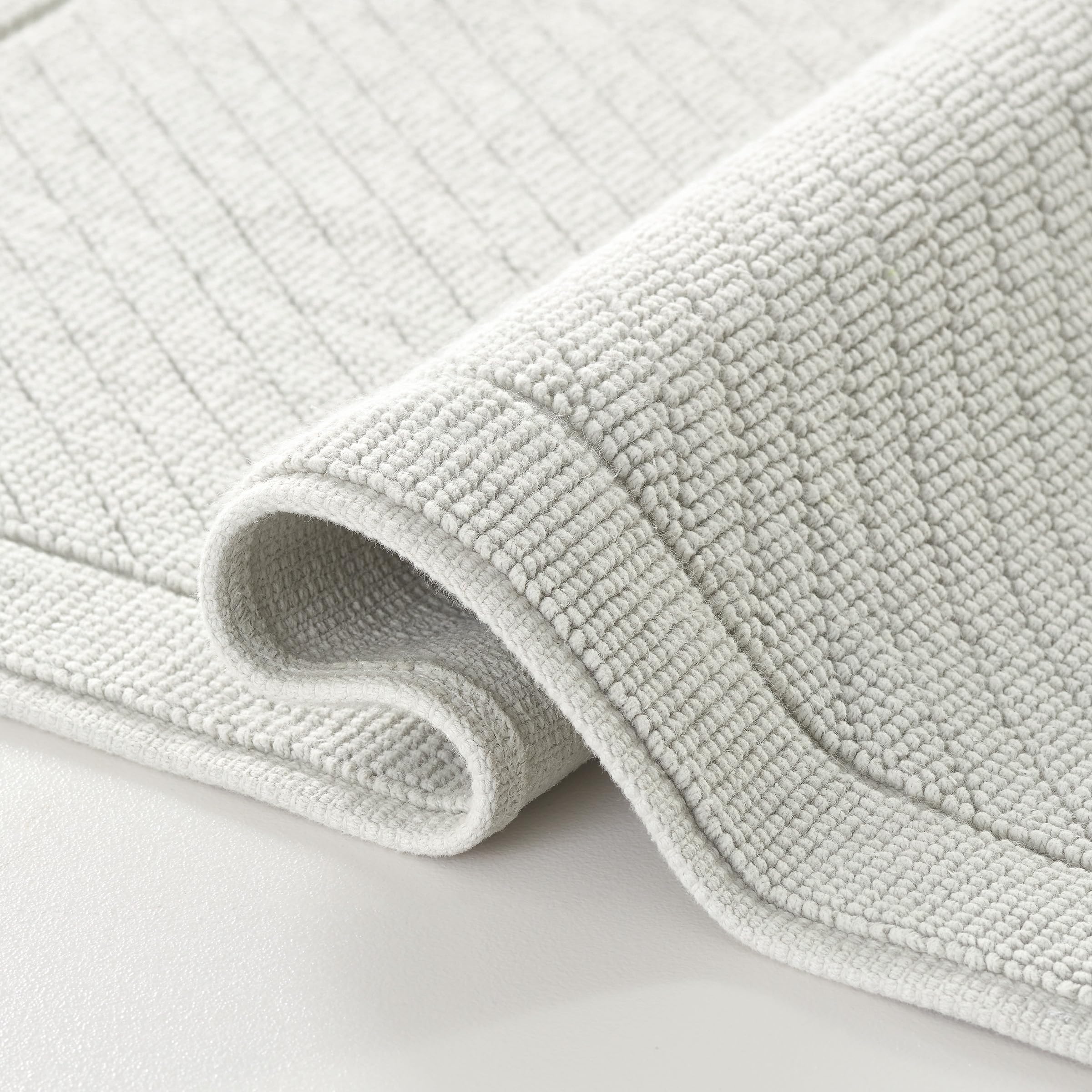 Photo 1 of Arkwright 100% Cotton Bathroom Rug - High Absorbent Stylish Textured Woven Design Bath Mat, Slip Resistant Backing for Shower and Bathtub Floor, 20x32 in - Grey