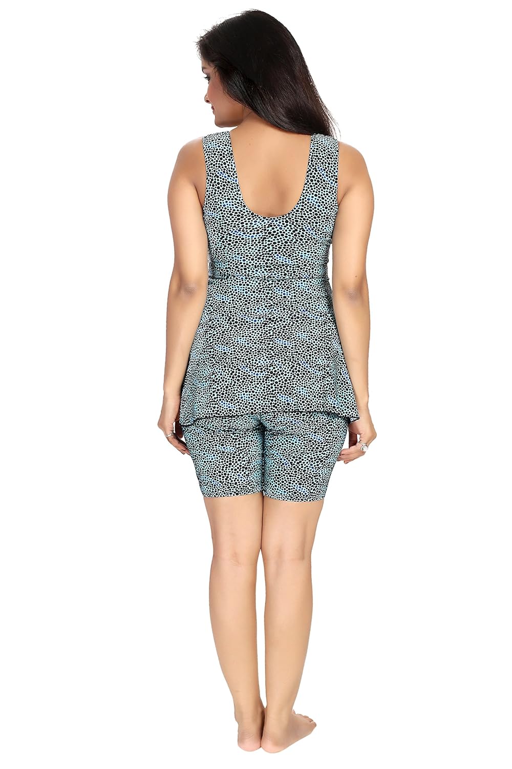 enkay blue colour ladies swimwear with divider shorts