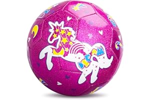 ZOOJOY Size 3 Soccer Ball Girls, Kids Pink Unicorn Soccer Ball, Gift for Toddlers with Pump, Outdoor/Indoor Play Toys for Baby Girls Boys Ages 2 3 4 5 6 7 8