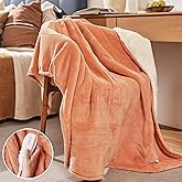 Heated Blanket 50''x60''-Soft and Comfortable Electric Throw,5 Heat Settings and 3H Auto Shut-Off Heating Blanket ETL&FCC Certification Machine Washable (Orange)