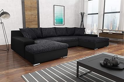 Tendencio Canape D Angle Panoramique Convertible En Lit Korse Avec Coffre De Rangement Noir Amazon Fr Cuisine Maison