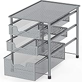 Simple Houseware Stackable 3 Tier Sliding Basket Organizer Drawer, Silver