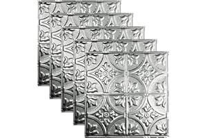 Great Lakes Tin Jamestown Unfinished 2ft x 2ft Nail Up Ceiling Tiles - Perfect for DIY and Home Renovation Projects - Easy to Install (5 Pack)