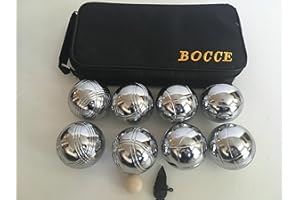 BuyBocceBalls Listing - 73mm Metal Bocce/Petanque Set with 8 Silver Balls and Black Bag - Single
