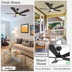SMAAIR 52 Inch Low Profile Ceiling Fan with Light