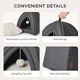 Bedsure Cat Cave Bed Igloo with Removable Washable Cushion 40x40x40cm Dark Grey view 4