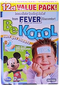 Be Koool Fever Soft Gel Sheets For Kids, Immediate Cooling Relief from Fever Discomfort, 12 Sheets