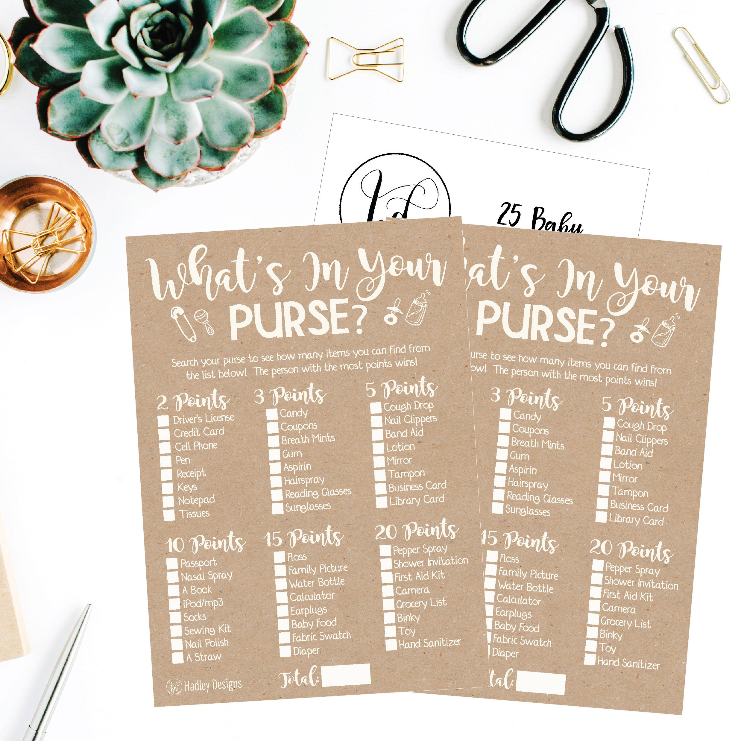 25 Kraft Rustic What S In Your Purse Baby Shower Game Funny Ideas
