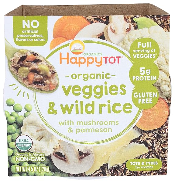 HAPPY TOT ORGANIC VEGGIES & WILD RICE BOWL, 4.5 OZ