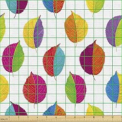 Ambesonne Autumn Fabric by The Yard, Colors Leaves