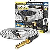 BIONIC STEEL PRO Metal Garden Hose 50 Ft with Nozzle, 304 Stainless Steel Water Hose, 50 Ft Garden Hose Tough & Flexible, Lightweight, Crush Resistant, Kink & Tangle Free, Rust Proof - 2025 Model