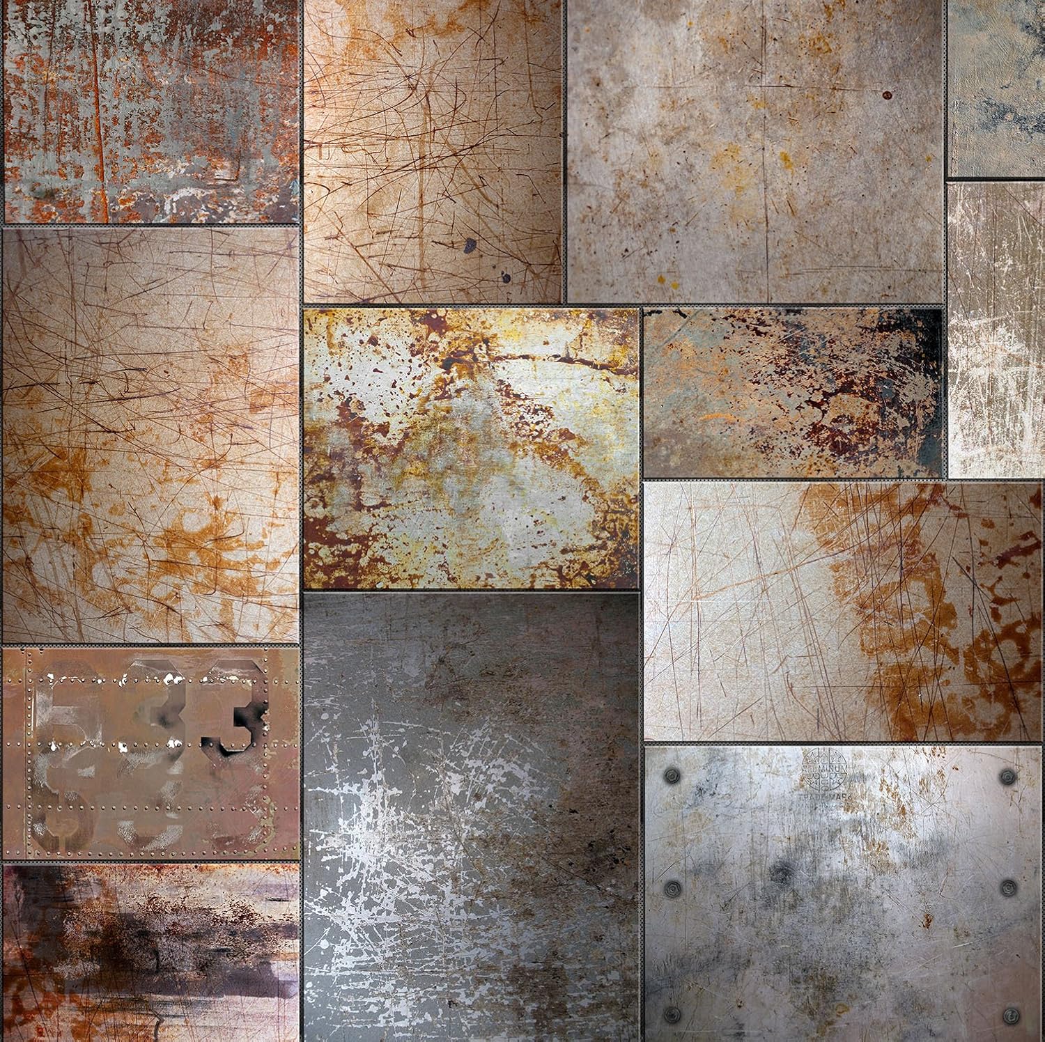 R12671 6 Fleece Mural 270 X 270 Cm Deco Plate Steel Oxidized Metal Rust Patina Digital Printing Photo Wallpaper Amazon De Baumarkt