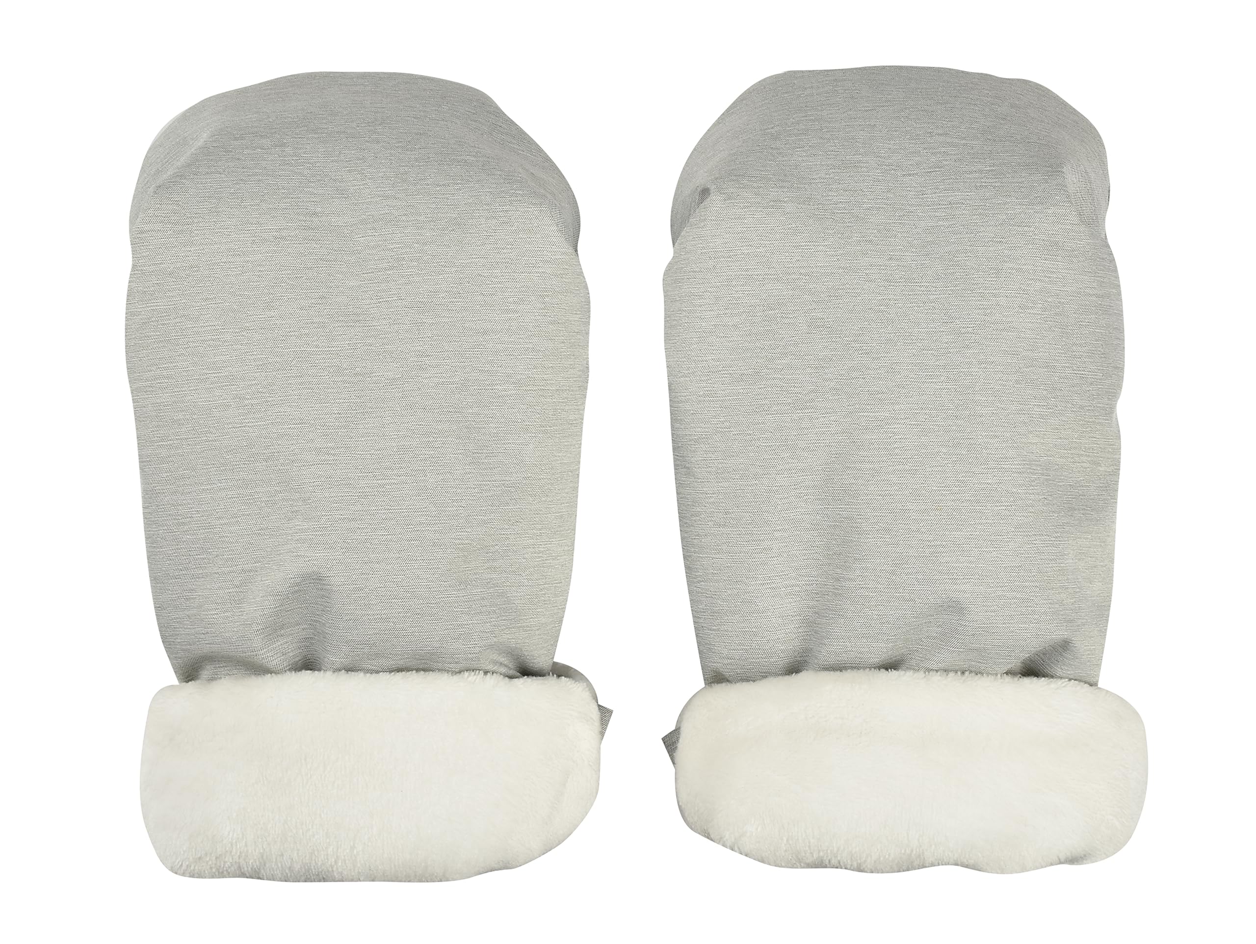 Béaba Stroller Mittens/Gloves/Hand Protectors, Rain/Snow Protection, Zip Fasteners, Ultra Warm, Soft, Fleece-Lined, Windproof, Waterproof, Breathable, Heather Grey