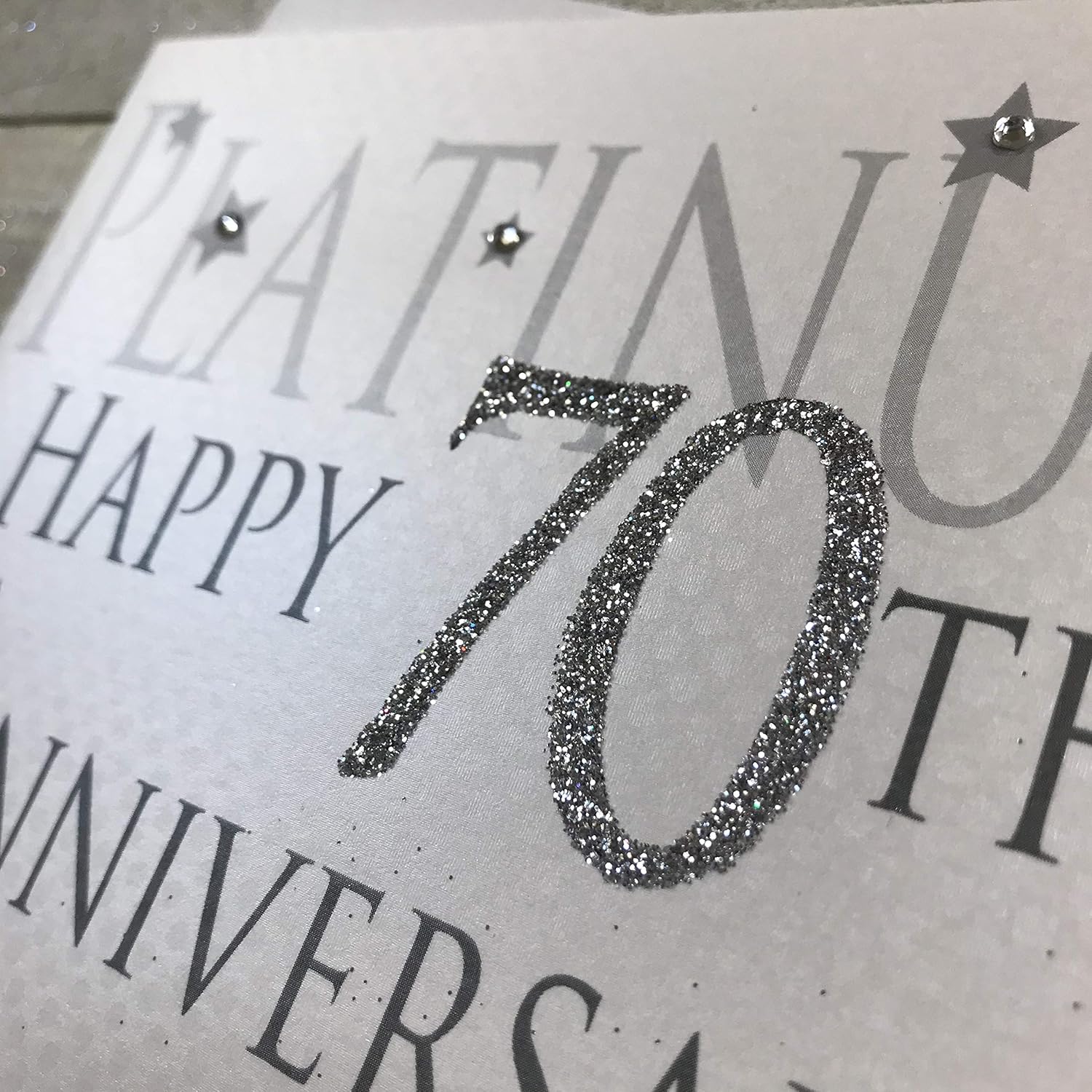 WHITE COTTON CARDS Platinum Happy 70th Love On A Special Day, Handmade Anniversary Card (Code AW70), 16cm x 16cm - Image 4