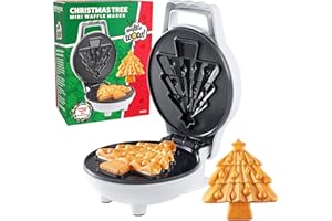 WAFFLE WOW! Christmas Tree Mini Waffle Maker - Make this Holiday Special for Kids with Cute 4 Inch Waffler Iron, Electric Non Stick Breakfast Appliance for Xmas Season, Fun Gift or Cute Dessert, Treat for Parties
