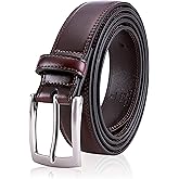 MILORDE Men's Genuine Leather Dress Belt, Handmade, 100% Cow Leather, Fashion & Classic Designs for Work Business and Casual