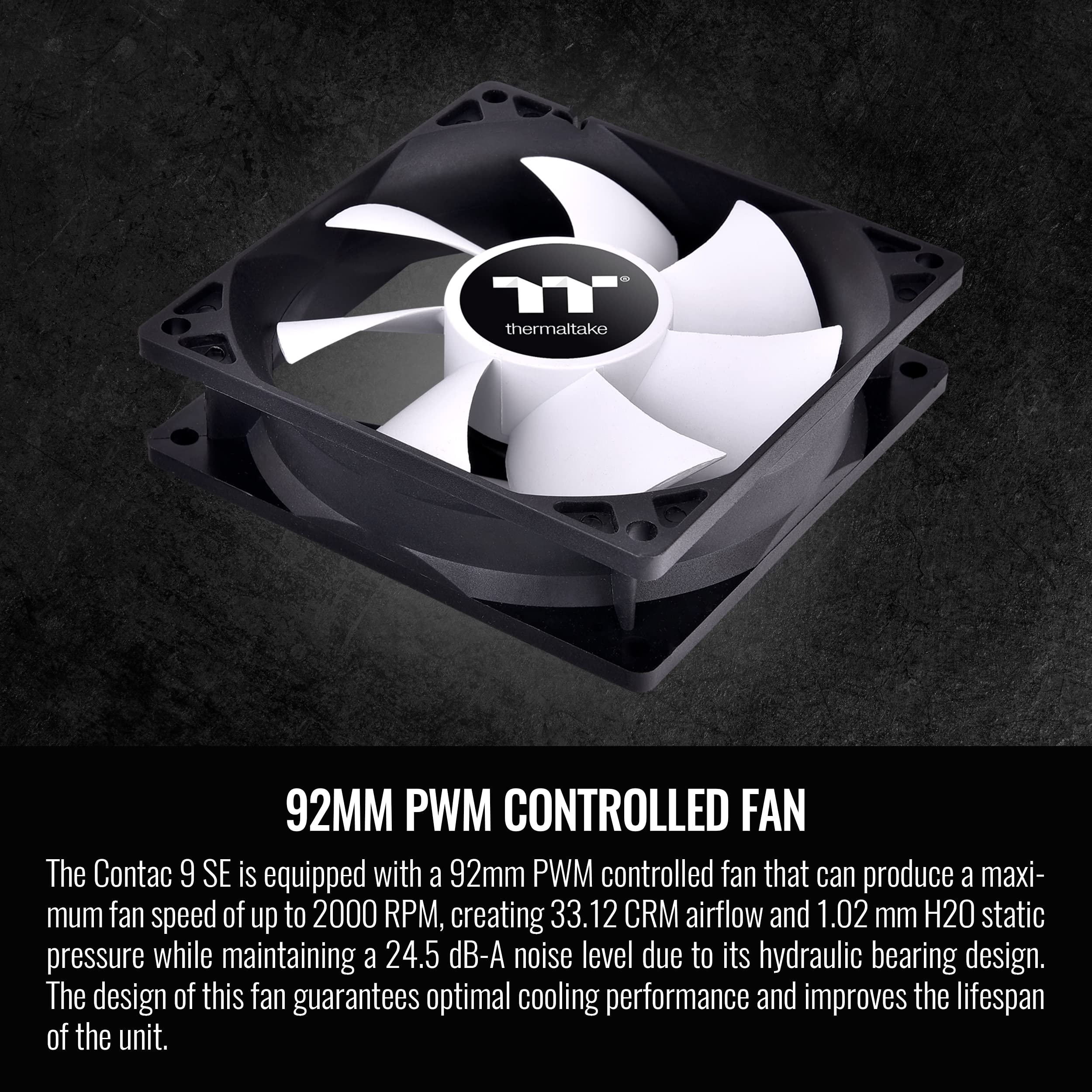 Thermaltake Contac 9 SE CPU-Kühler, 120 W Kühlleistung, 92 mm PWM-Lüfter, unterstützt Intel LGA 1700/AMD AM5, AM4, CL-P106-AL09WT-A 4