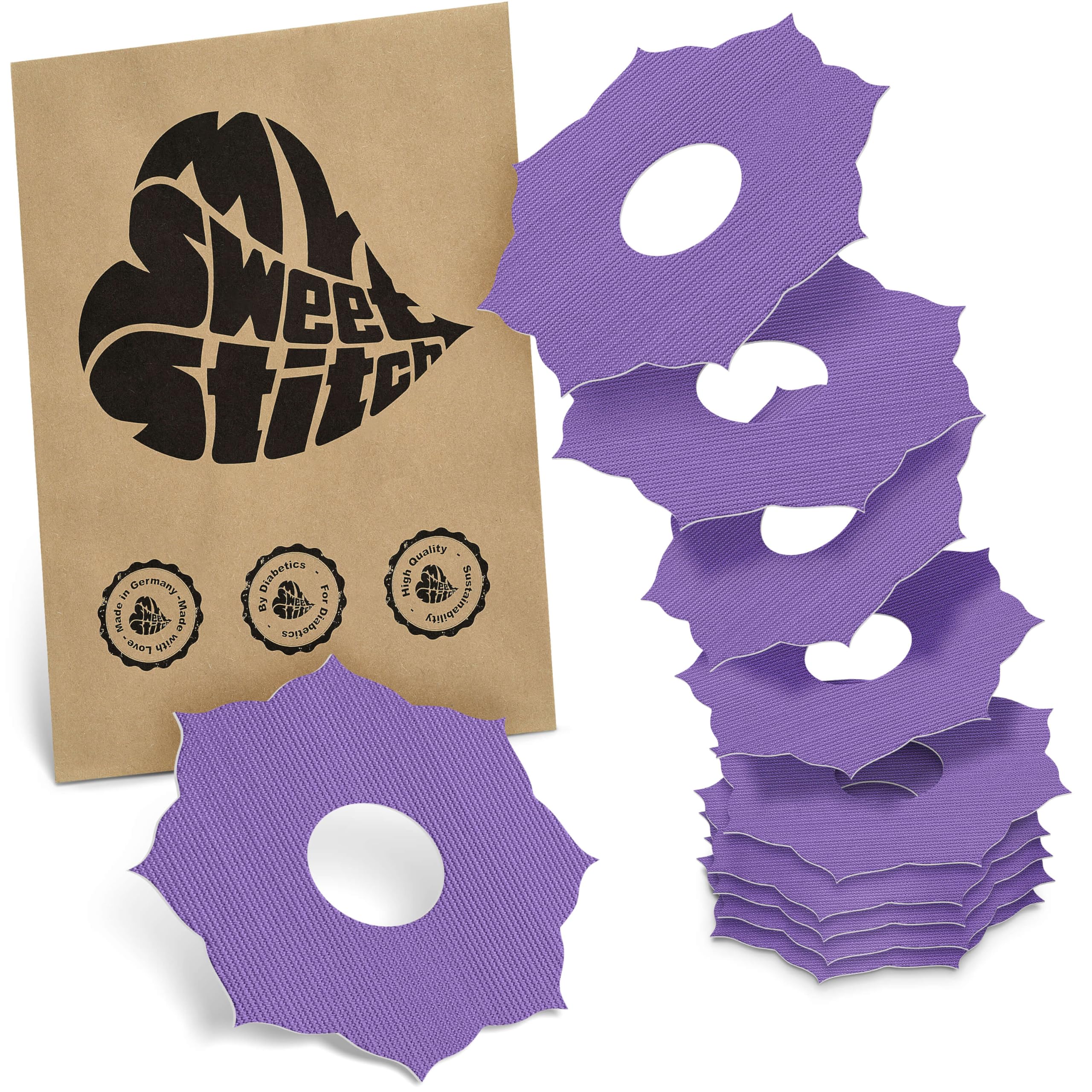 MySweetStitch - 10 x Freestyle Libre 3 Patches Mandala, Overpatch Ø 65mm, Waterproof, Breathable, Skin-Friendly, Made in Germany, Purple