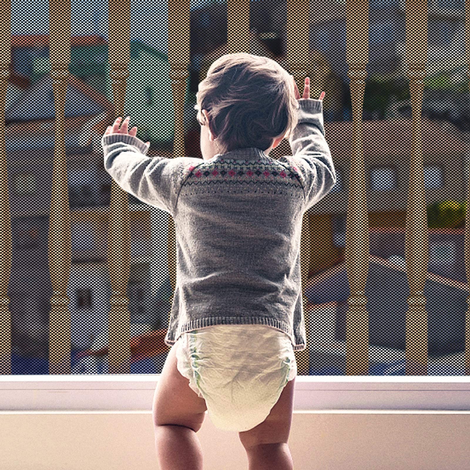 Yiomxhi Child Safety Net Mesh, Baby Balcony and Stairway Safety Net, 10FT x 3FT Banister Guard Heightened Adjustable Sturdy Stairway Railing Fence Mesh Protection Net for Kids and Toy, Black