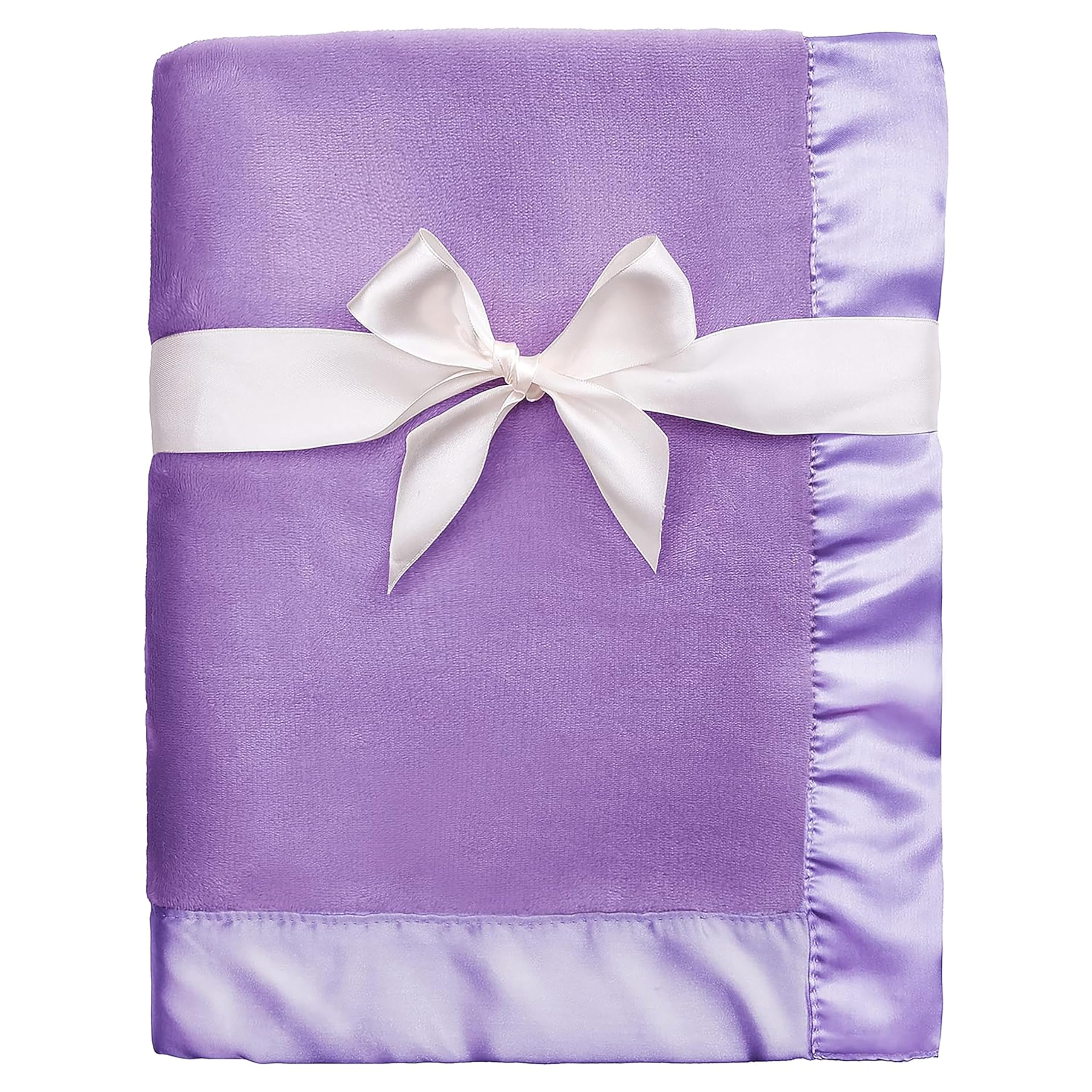 Photo 1 of Pro Goleem Fleece Baby Blanket with 2 Inch Satin Trim Soft Plush Blanket for Boys and Girls for Babies Purple 30''x40''
