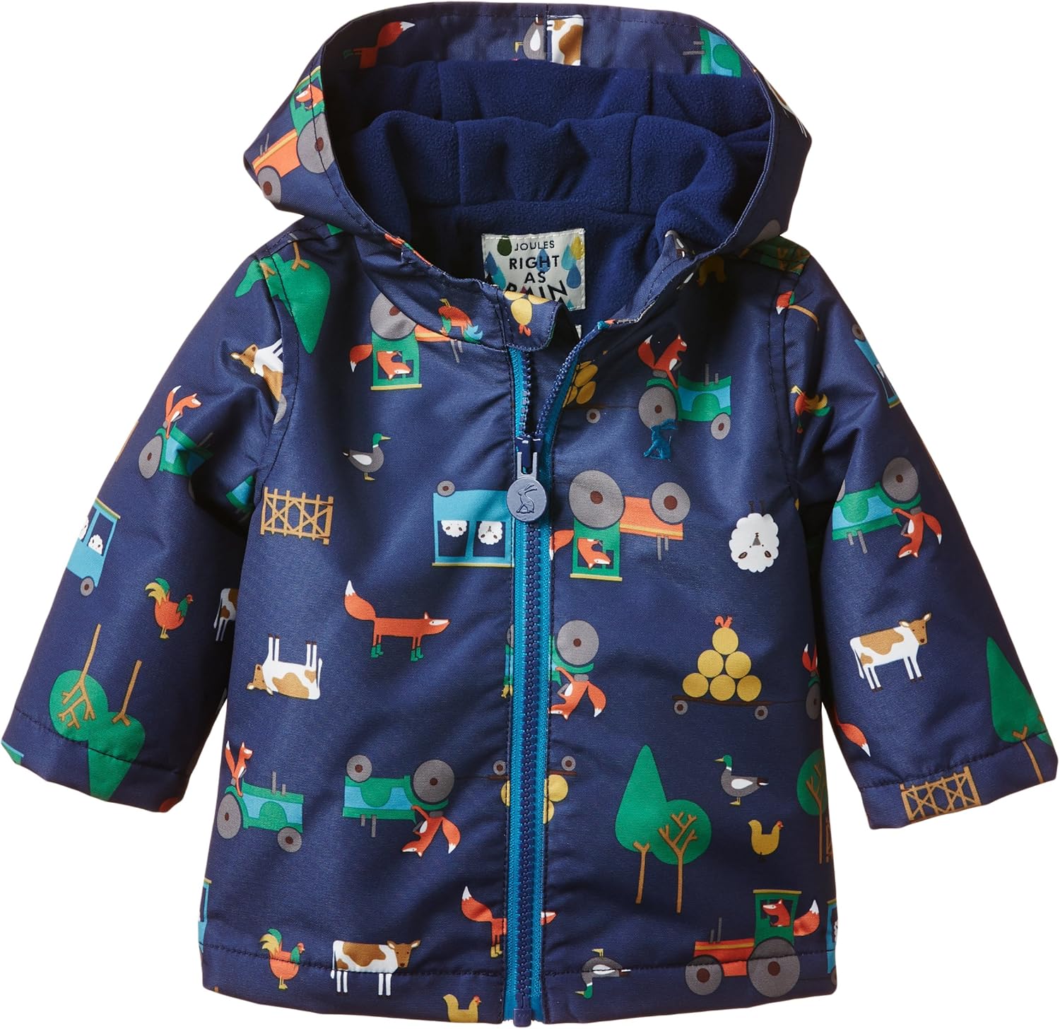 Joules Baby Boys 024m Barnaby Raincoat, Blue (Renards Farmyard), 36