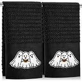 Hahafelt 2 Pcs Black Halloween Hand Towels Embroidered Pumpkin Ghost Towel | 29.5 x 13.7 Inch Waffle Weave Cotton Bathroom Towels Gothic Spooky Aesthetic Kitchen Dish Towel for Seasonal Home Decor