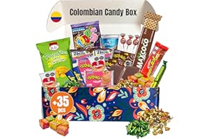 GG LATIN SABOR Colombian Assortment Candy Food Sweet Snacks Gift Crate Box Assorted Cookies, Chips & Candies Mix Variety Pack, Popular sweets, Fruit Snacks, Gift Snack Box for Lunches, Holiday Gifts. Birthday Collage Latin Sabor