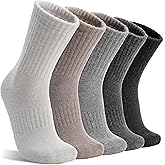 MOGGEI 5 Pairs Womens Merino Wool Socks Hiking Warm Winter Thick Thermal Crew Cozy Cabin Ladies Gift Comfy Boot Work Socks