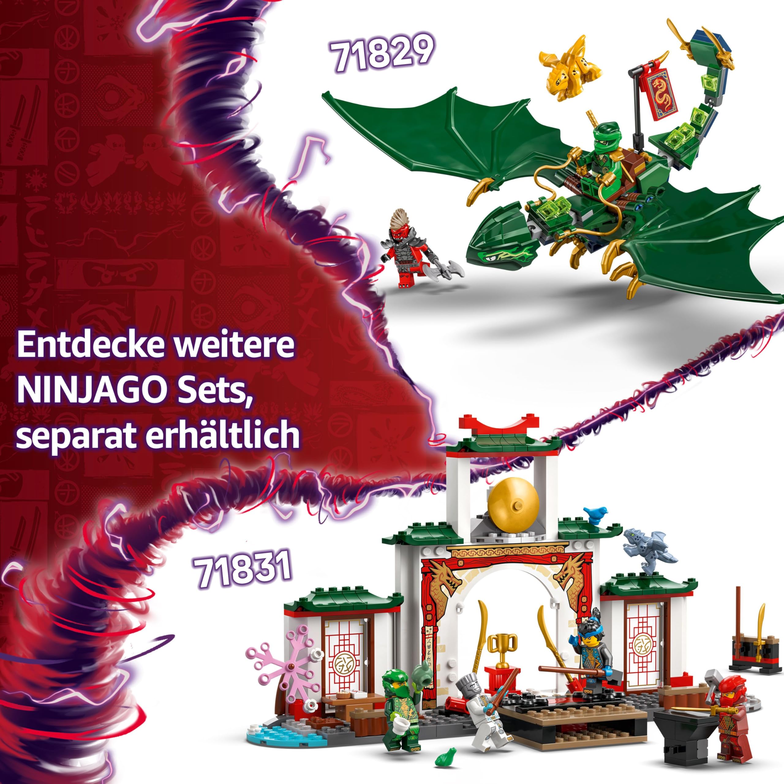LEGO NINJAGO Lloyds grüner Walddrache - Spielzeug Drache mit 2 Minifiguren - Drachenfigur mit beweglichem Schwanz, Hals, Beine & Flügel - Geschenkidee für Jungen und Mädchen ab 6 Jahren 71829 7
