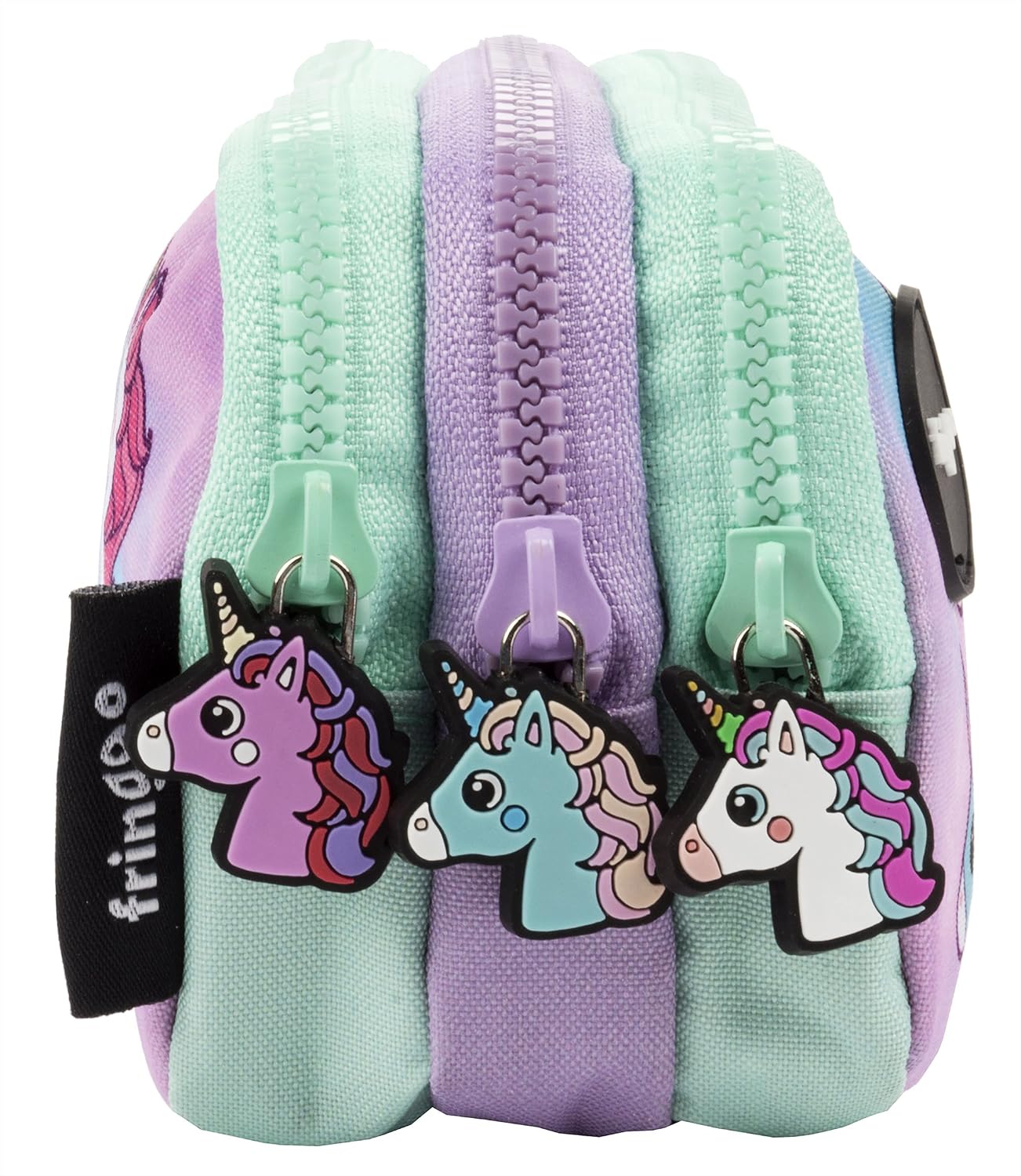 Fringoo® 3 Compartment Pencil Case for Kids School Stationery Holder Funny Cute (Pastel Unicorns - 3 Compartments) - Image 4