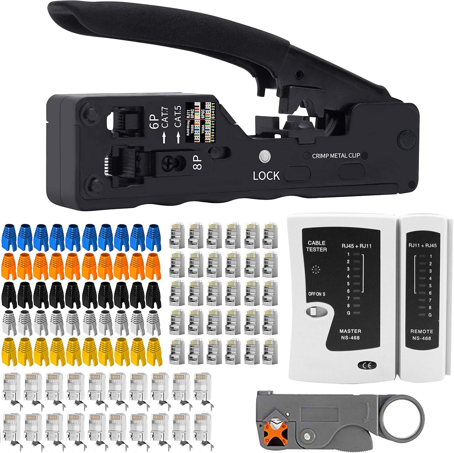 MAYLINE RJ45/8P/8C Network Cutter Tool Kits, Professional Net Computer Maintenance LAN Cable Tester Stripper