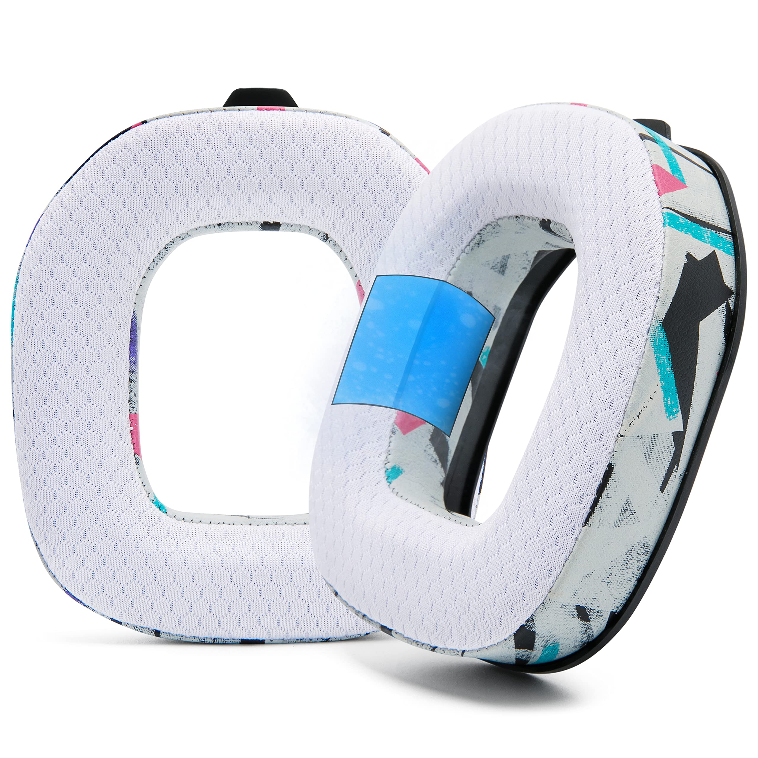 WC FreeZe A40- Hybrid Fabric Cooling Gel Replacement Earpads For Astro A40 TR Only, Made by Wicked Cushions, Improved Durability, Thickness and Sound Isolation | 90's White