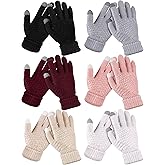 SATINIOR 6 Pair Women Winter Touch Screen Gloves Warm Fleece Lined Knit Gloves for Women(Black, Gray, Pink, Beige, White, Wine Red)