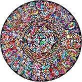 Bgraamiens Puzzle-Mandala Petals-1000 Pieces Round Puzzle Color Challenge Jigsaw Puzzles for Adults