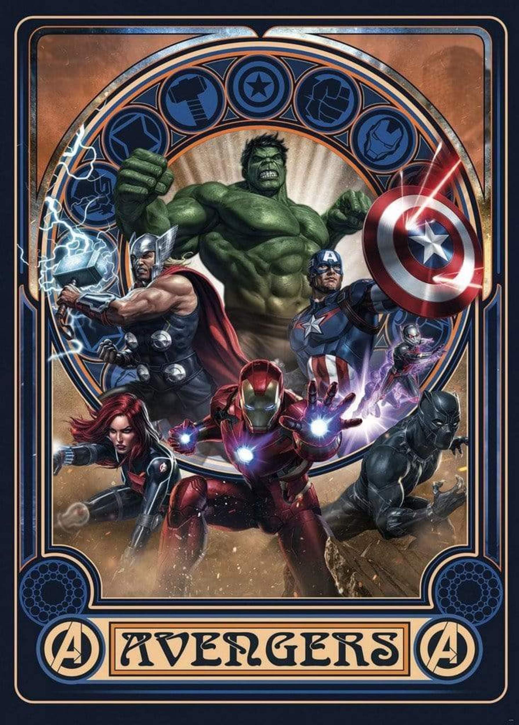 Komar Marvel IADX4-068 Non-Woven Photo Wallpaper - Avengers Ornament - Size: 200 x 280 cm (Width x Height) - Children's Room Superhero Wallpaper