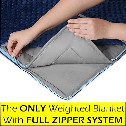 Amazon.com: 20lb Weighted Blanket + FREE Removable Minky Cover + FULL