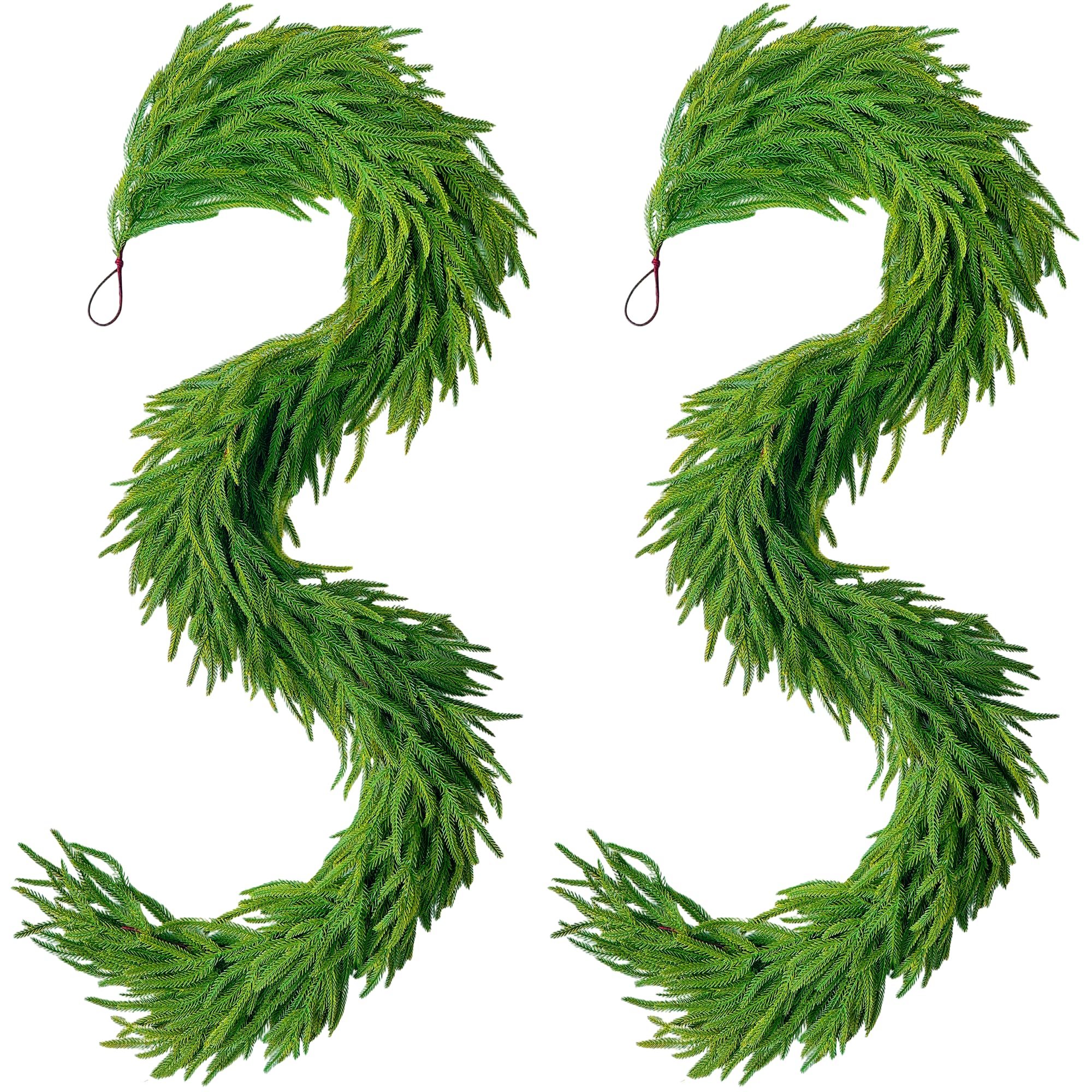 Photo 1 of 2026 Dense Real Touch Norfolk Pine Garland,Artificial Realistic,Holiday & Winter Christmas Mantel Garland, Greenery Decoration, 6FT, 2 Pcs