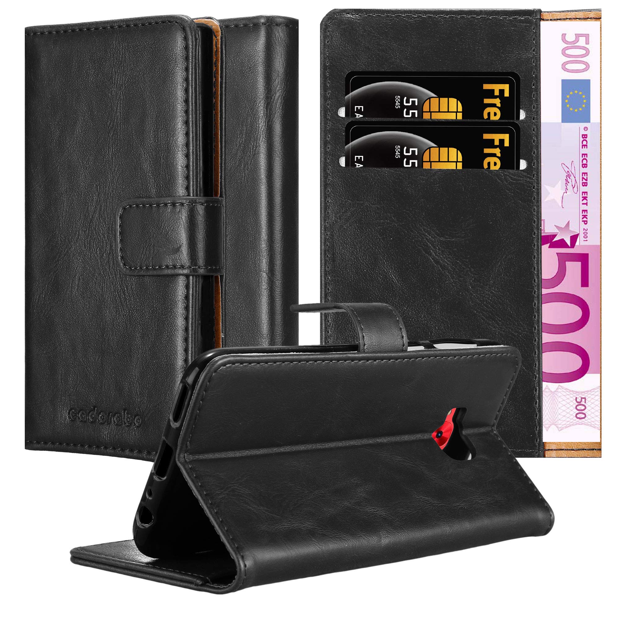 cadorabo Book Case works with Asus ZenFone 4 Selfie PRO in GRAPHITE BLACK - with Magnetic Closure, Stand Function and Card Slot - Wallet Etui Cover Pouch PU Leather Flip
