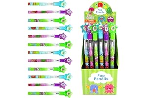 TINYMILLS 24 Pcs Monsters Multi Point Pencils Stackable Pencil with Eraser for Halloween Monster Party Favor Prize Carnival Goodie Bag Stuffers Classroom Rewards