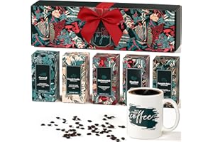 BONJOIE Coffee Gifts Set For Women & Men - Includes 5 Ground Coffee Flavors and Mug - Unique Christmas Gift Set for Women and Men