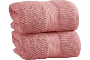 NY Loft 100% Cotton 2 Pack Bath Sheet Towel Set | Extra Large Oversize Bath Towels | Absorbent & Quick-Dry | Textured and Durable Cotton | Rose Pink