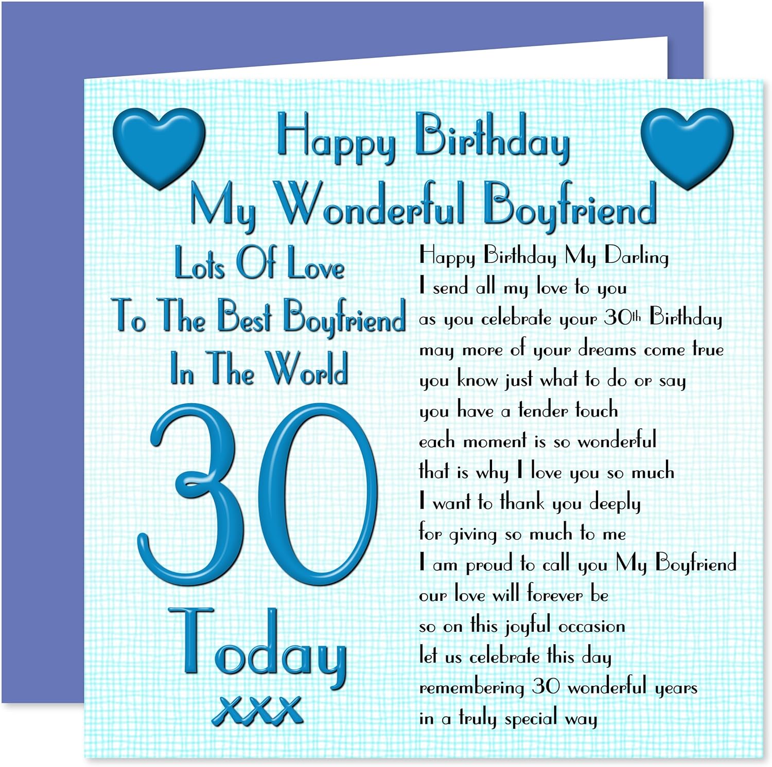 30th boyfriend birthday card
