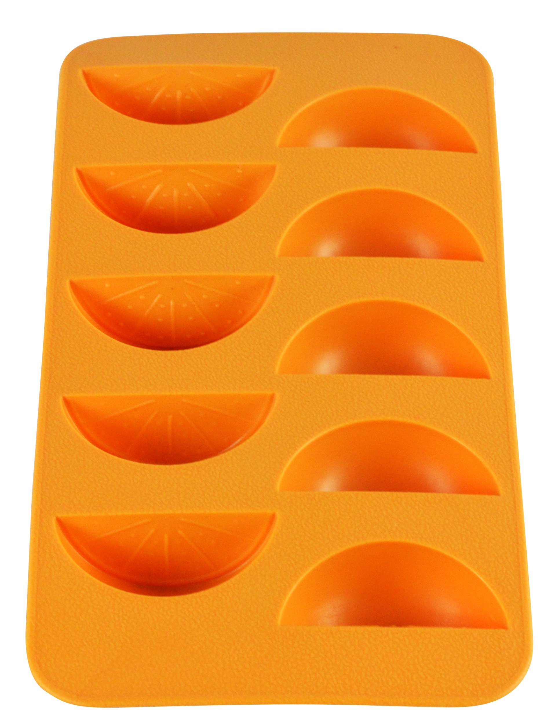 Fairly Odd Novelties Orange Slice Shape Flexible 10 Ice Cube Tray Mold Silicone Novelty Gag Gift, Orange