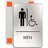 ADASigns Men Restroom Sign – 6" x 9" Durable Brushed Aluminum with Braille – Easy Installation with Strong Adhesive Tape – We