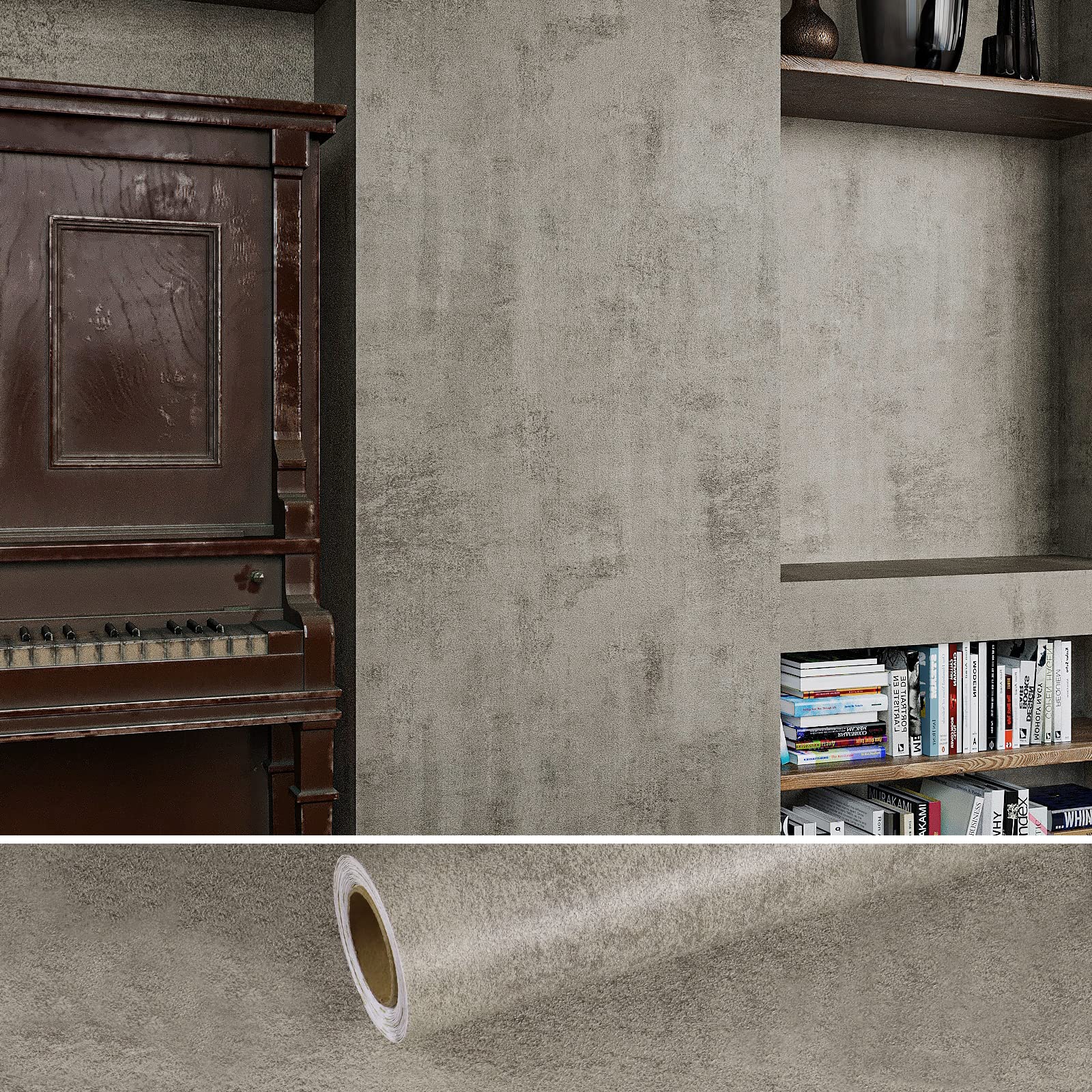 Photo 1 of VEELIKE Taupe Concrete Wallpaper 15.7''x354'' Textured Peel and Stick Wallpaper Decorative Concrete Contact Paper Waterproof Self Adhesive Cement Wall Paper Roll for Kitchen Bedroom Walls Cabinets