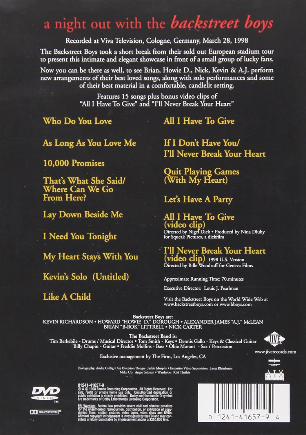 Night Out With the Backstreet Boys Reino Unido DVD: Amazon.es