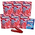 JOYRIDE Classic Strawberry Twists - 4oz 6-Pack Bundle with 2.5oz Glacial Peppermint Gum, Low Sugar Strawberry Flavor, Low Calorie Snacks, Dye Free and Plant Based Candy (7 Items)